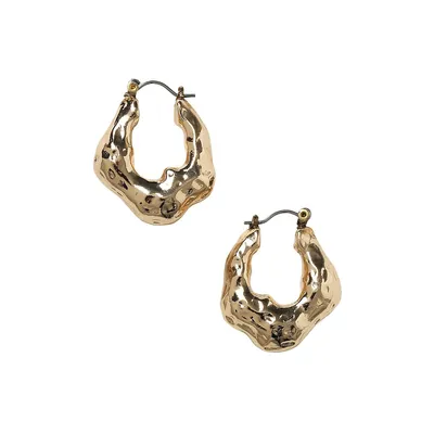 Goldtone Molten Hoop Earrings