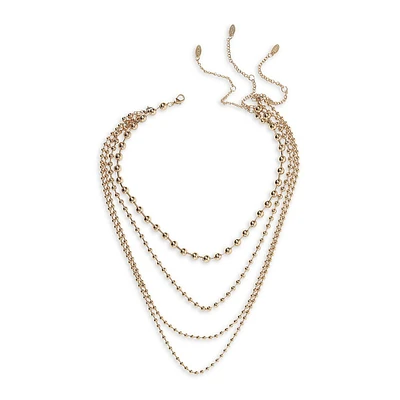 Mixed-Metal Multi-Row Ball Chain Necklace