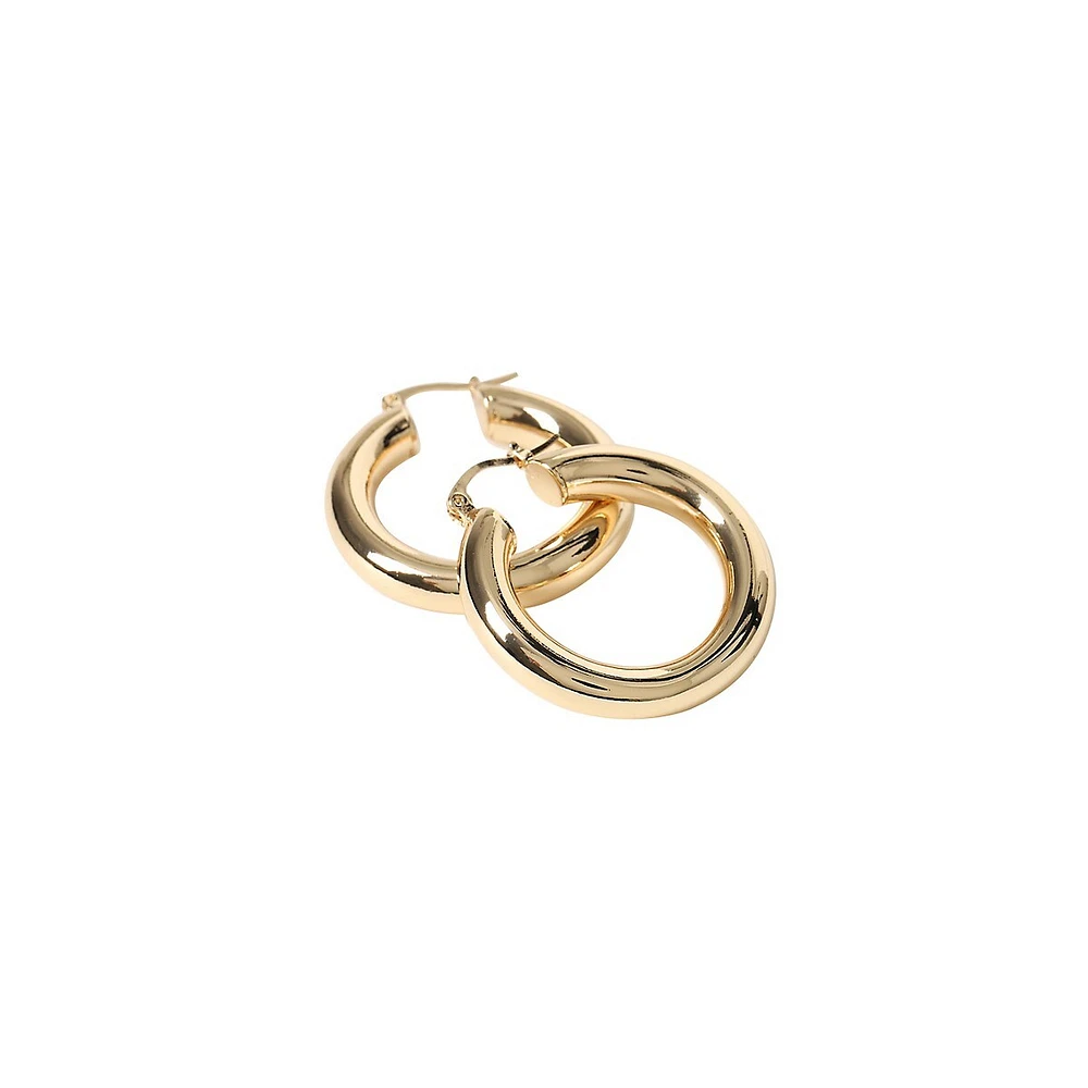 Goldtone Tube Hoop Earrings