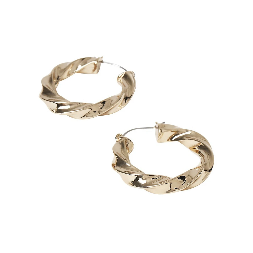 Twist Goldtone Hoop Earrings