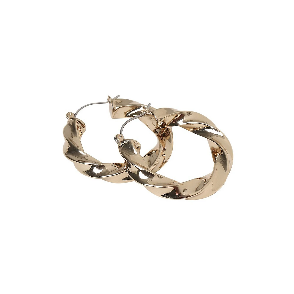 Twist Goldtone Hoop Earrings