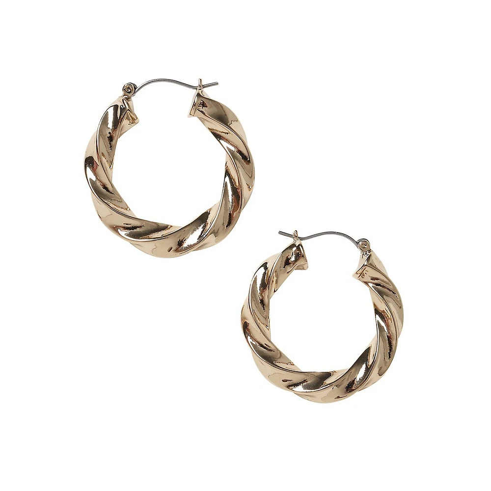 Twist Goldtone Hoop Earrings