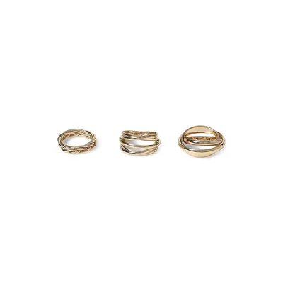 Goldtone 5-Piece Ring Set