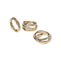 Goldtone 3-Pair Twist Ring Set