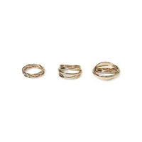 Goldtone 3-Pair Twist Ring Set