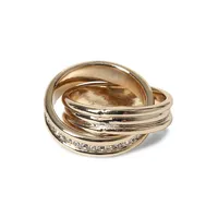 Goldtone and Glass Crystal Twist Ring