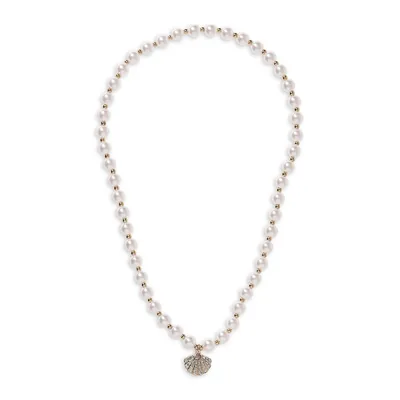 Kid's Goldtone, Faux Pearl & Crystal Shell Necklace