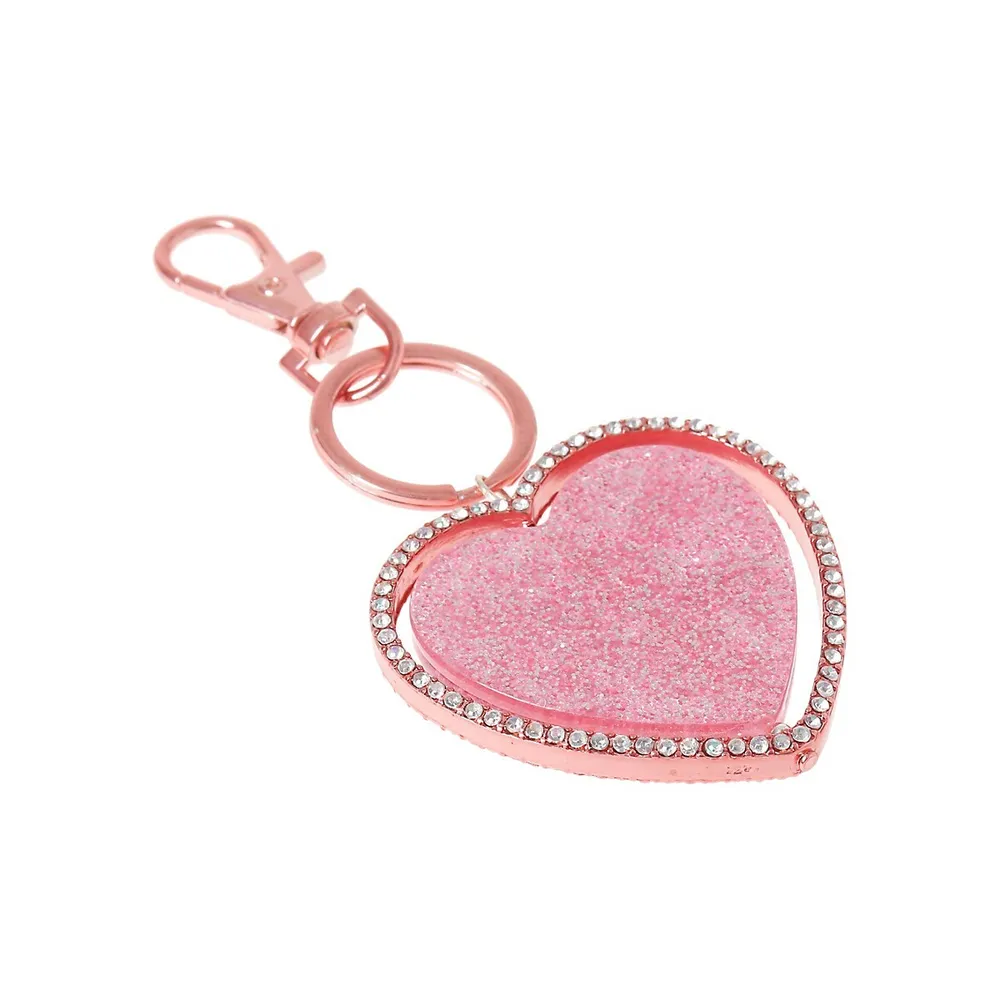 Kid's Rose Goldtone Heart Love Shaker Keyring