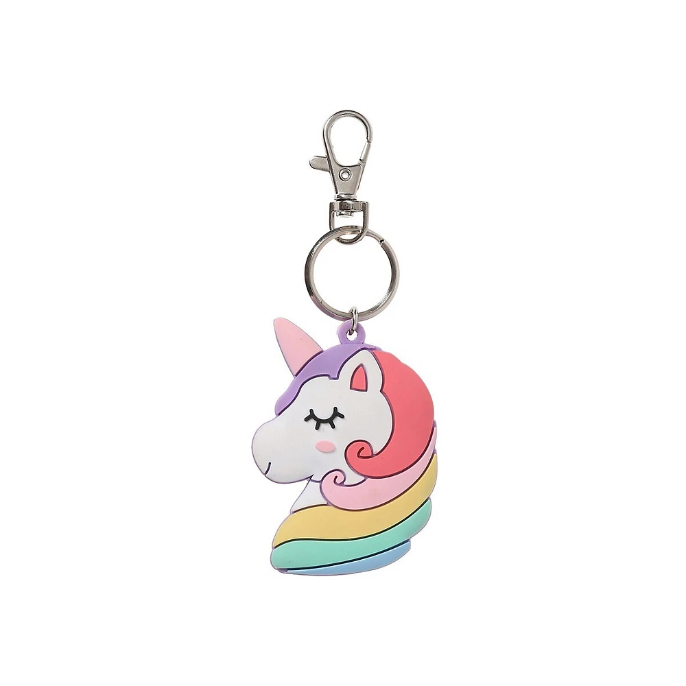 Kid's Silvertone Squishy Unicorn Keyring