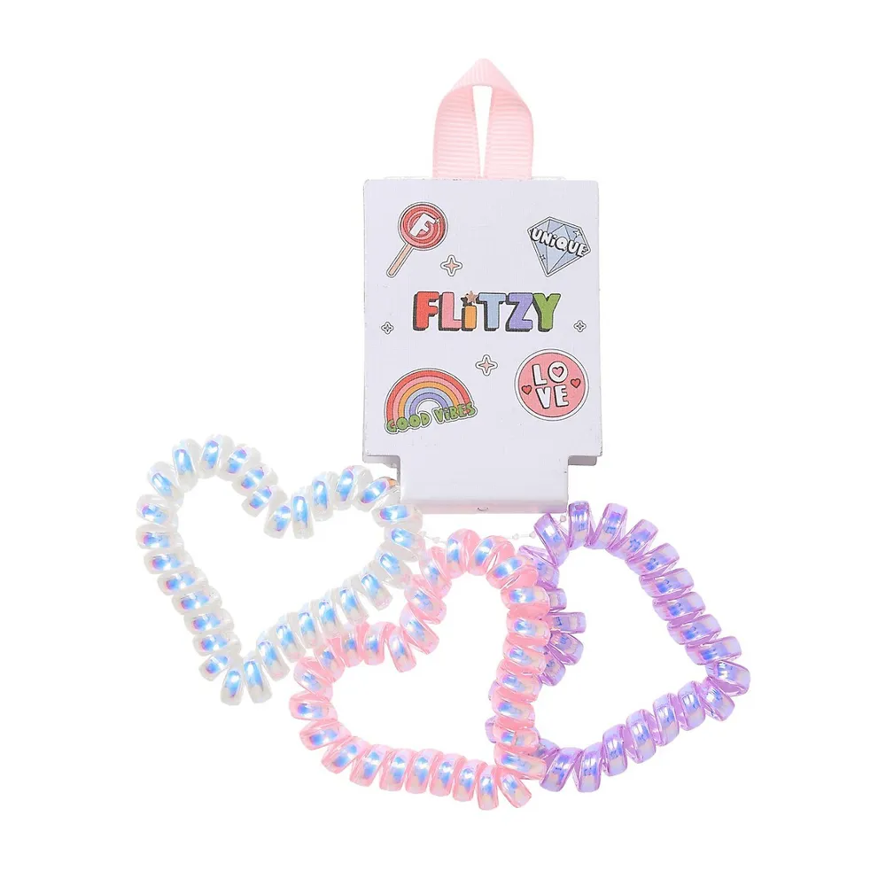 Kid's 3-Pack Pastel Heart Spiral Ponio