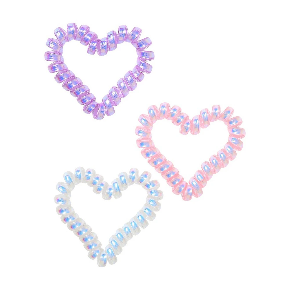 Kid's 3-Pack Pastel Heart Spiral Ponio