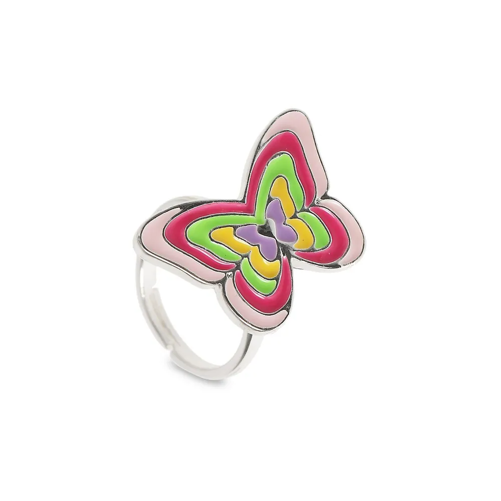 Kid's Silvertone Butterfly Spinner Ring