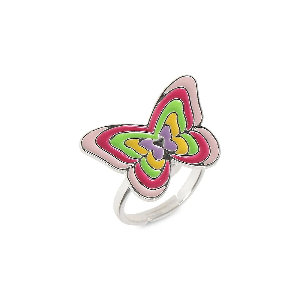 Bague papillon argentée pour enfant