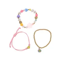 Kid's Goldtone & Sunflower Bead Bracelets