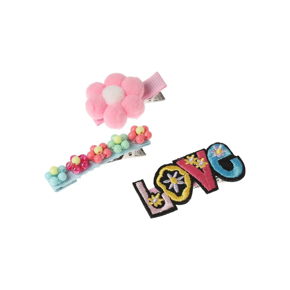 Kid's 3-Piece Love Flower Clip Set