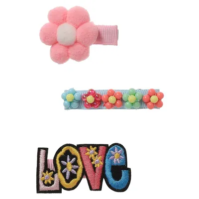Kid's 3-Piece Love Flower Clip Set