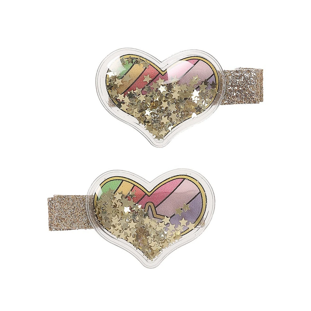 Kid's 2-Piece Heart Shaker Clips