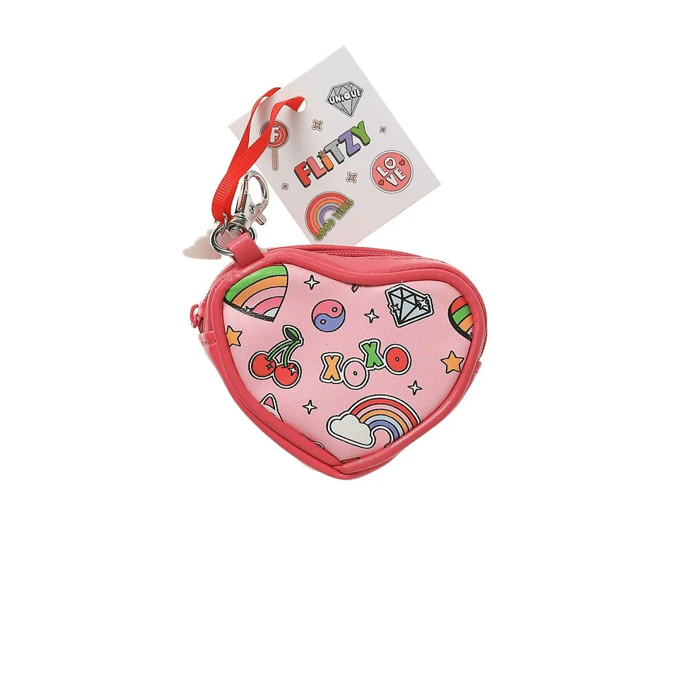 Kid's Printed Heart Purse Charm