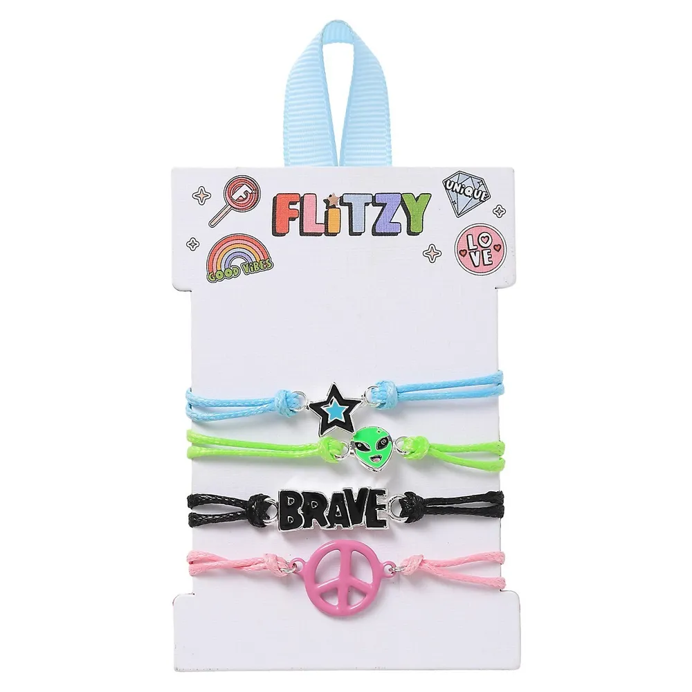 Kid's 4-Piece Alien Motif Bracelet Set