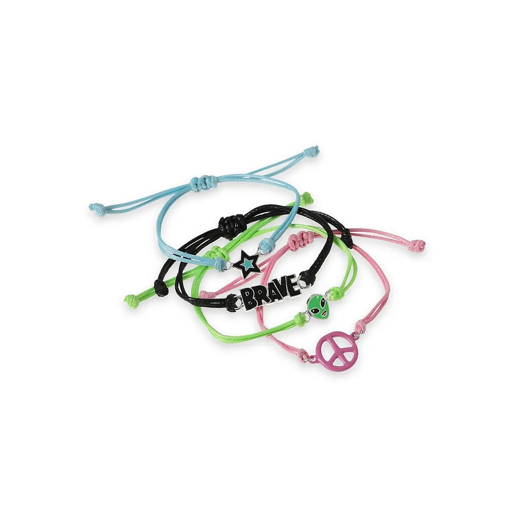 Kid's 4-Piece Alien Motif Bracelet Set