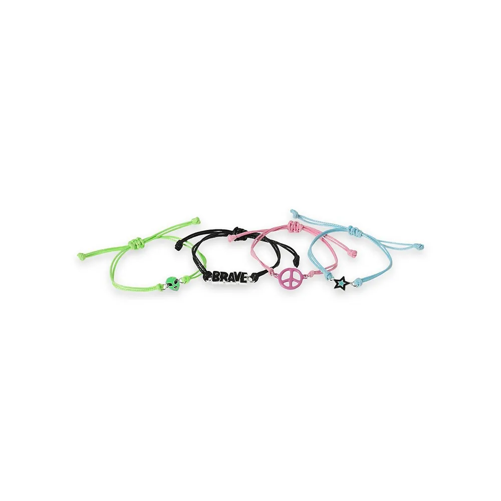 Kid's 4-Piece Alien Motif Bracelet Set