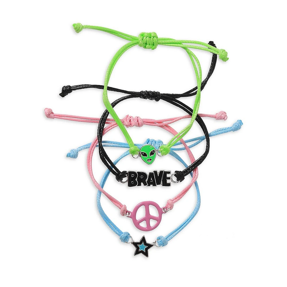 Kid's 4-Piece Alien Motif Bracelet Set