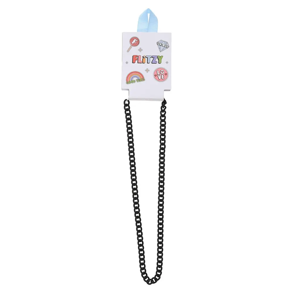 Kid's Black-Tone Chain-Link Necklace
