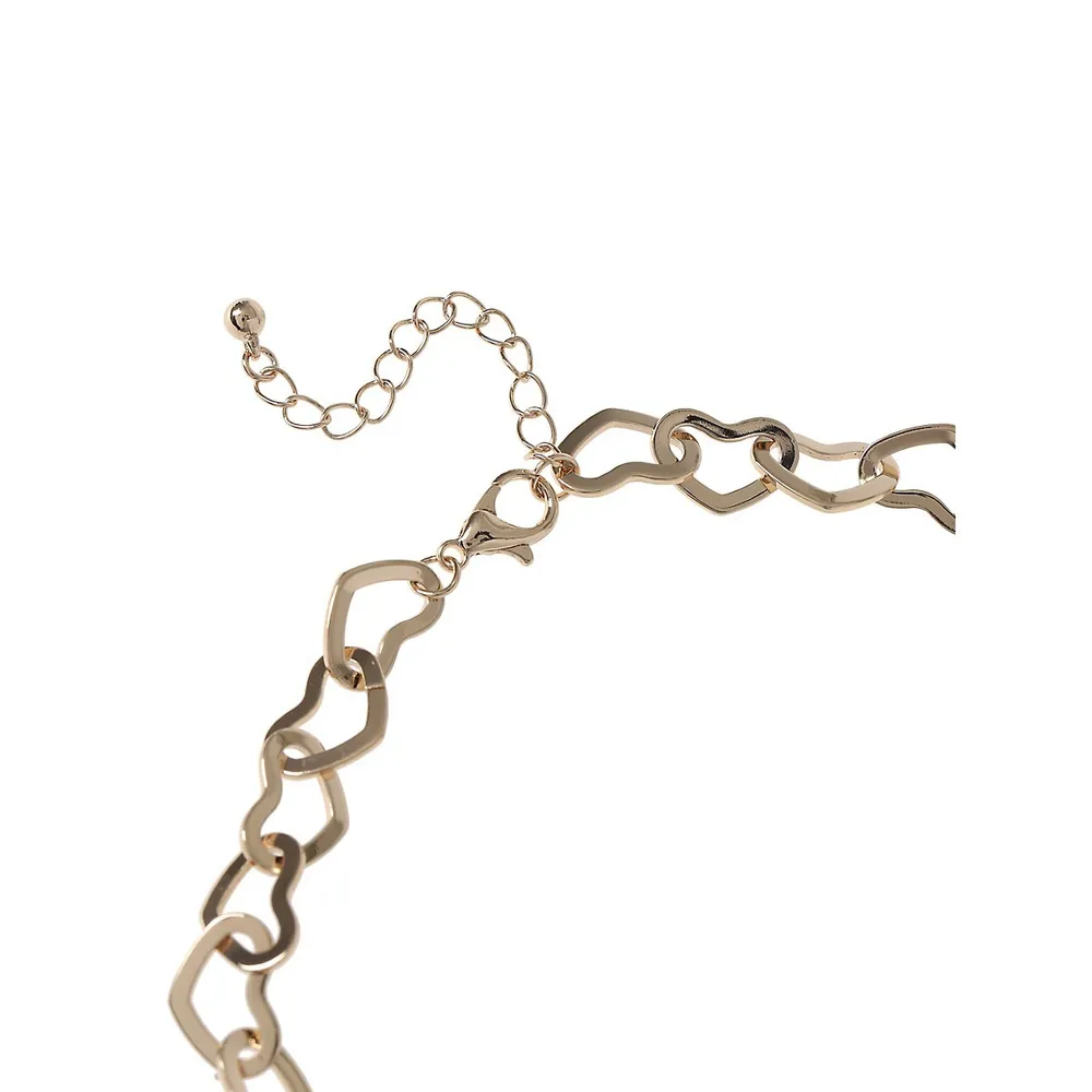 Kid's Goldtone Heart-Link Chain Necklace