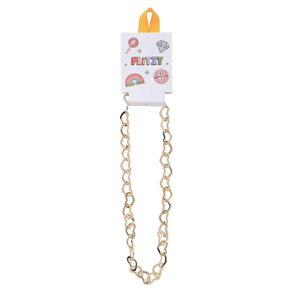 Kid's Goldtone Heart-Link Chain Necklace