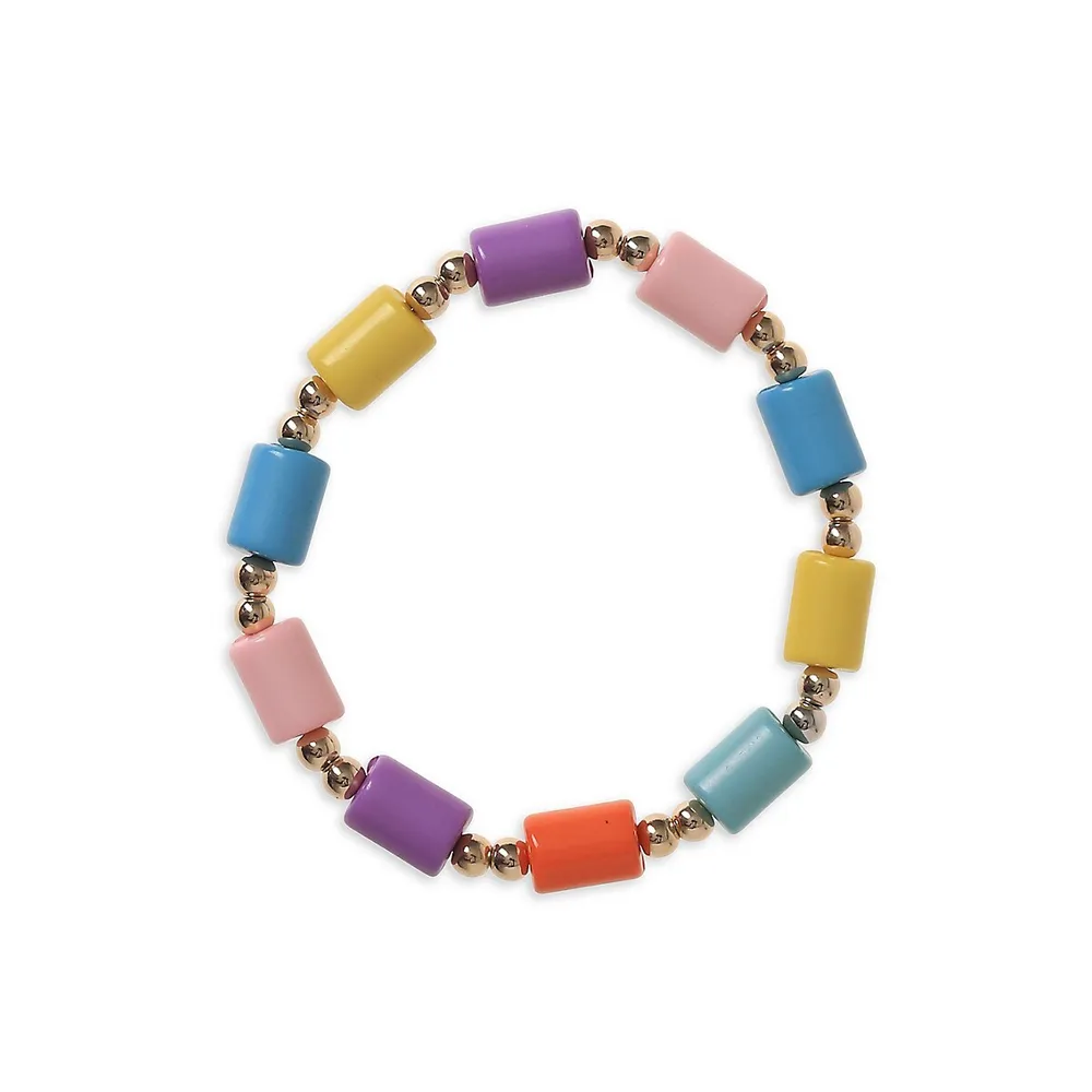 Kid's Goldtone & Beads Rainbow Bracelet