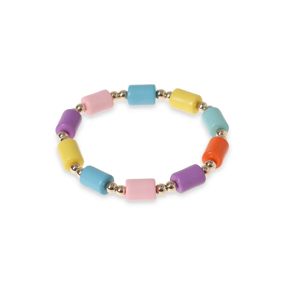 Kid's Goldtone & Beads Rainbow Bracelet