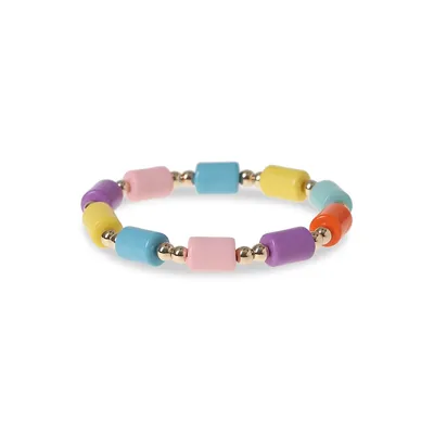 Kid's Goldtone & Beads Rainbow Bracelet