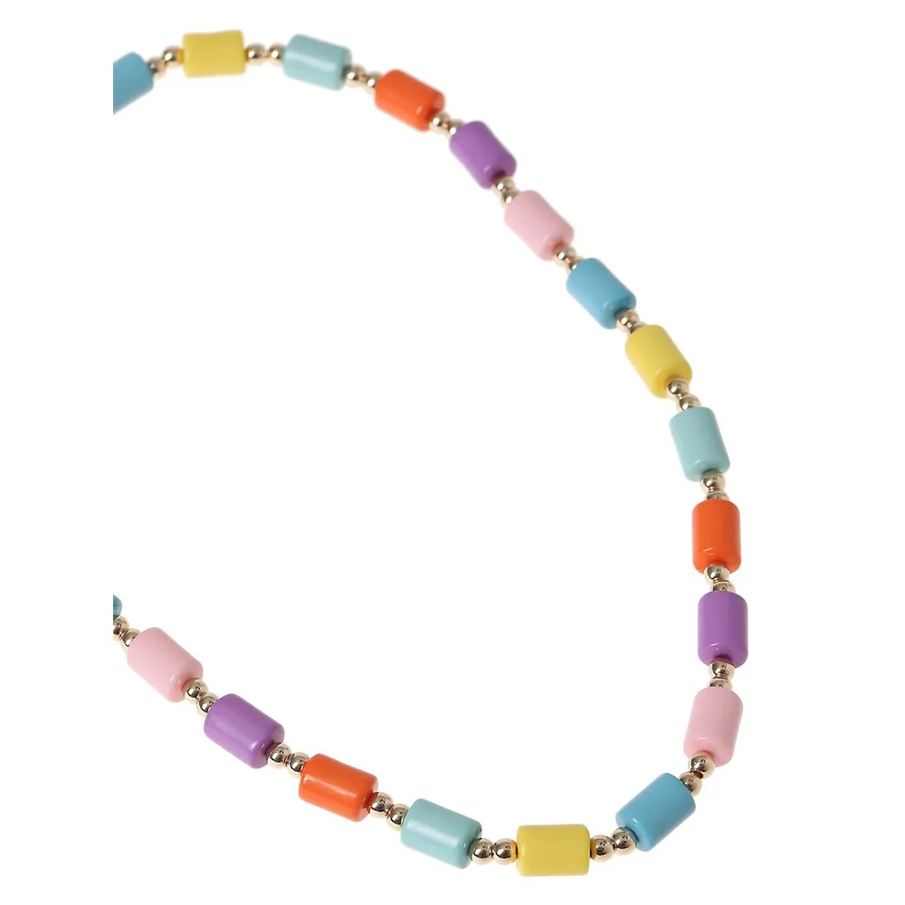 Kid's Goldtone & Beads Rainbow Necklace