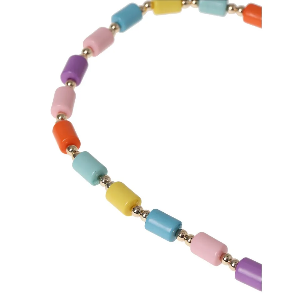 Kid's Goldtone & Beads Rainbow Necklace