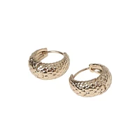 Goldtone Croc-Embossed Hoop Earrings