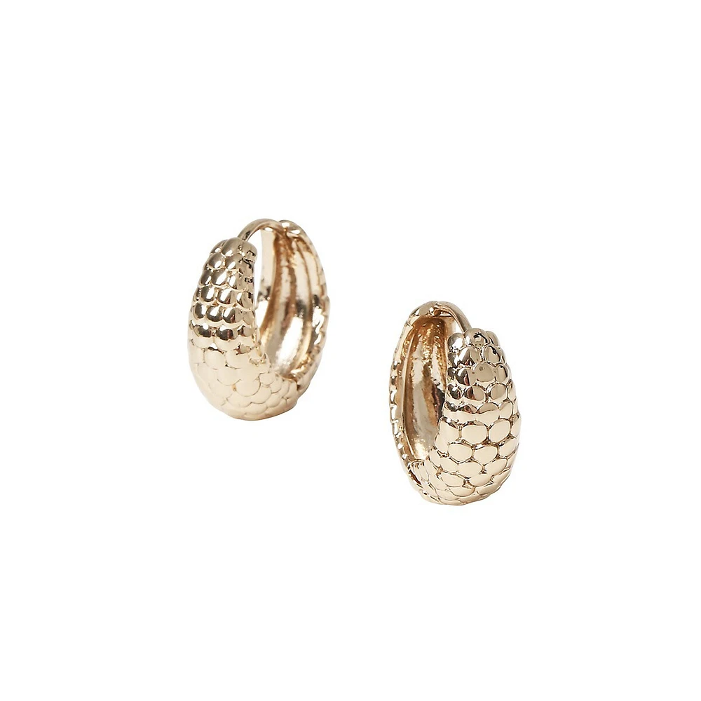 Goldtone Croc-Embossed Hoop Earrings