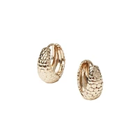 Goldtone Croc-Embossed Hoop Earrings