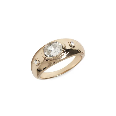 Goldtone & Glass Crystal Ring