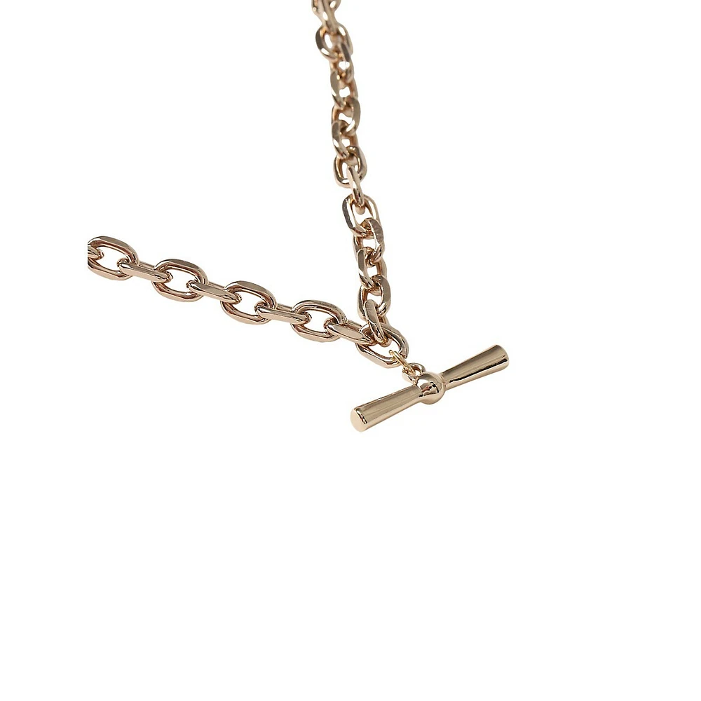 Goldtone T-Bar Pendant Necklace