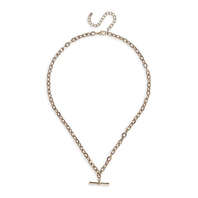 Goldtone T-Bar Pendant Necklace