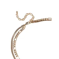 Goldtone 2-Row Figaro & Snake Chain Necklace
