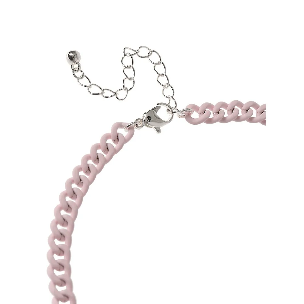 Kid's Pink-Tone Matte Chain Necklace