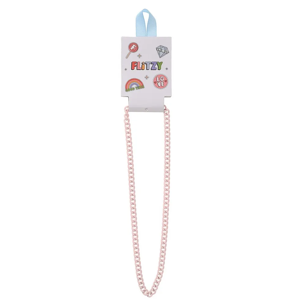 Kid's Pink-Tone Matte Chain Necklace