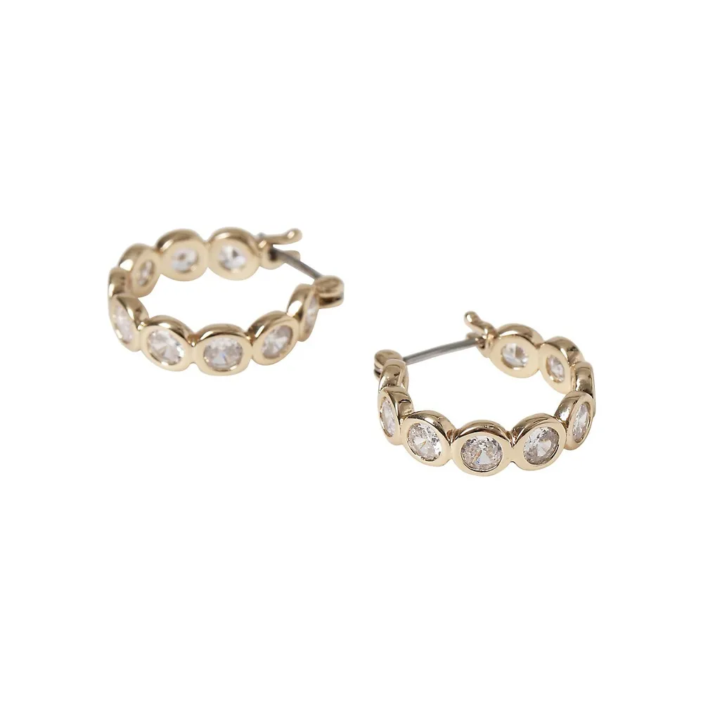 Goldtone & Cubic Zirconia Mini Circle Huggie Earrings