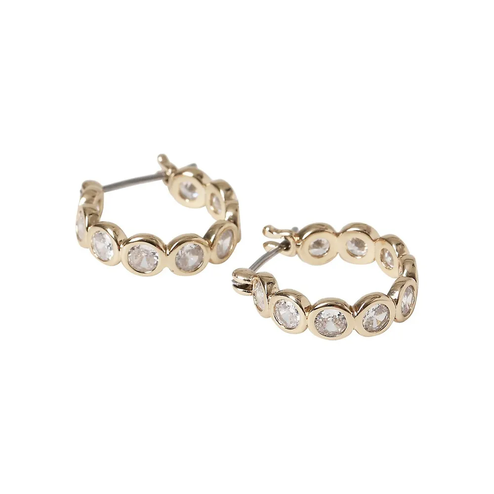 Goldtone & Cubic Zirconia Mini Circle Huggie Earrings