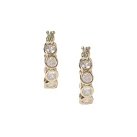 Goldtone & Cubic Zirconia Mini Circle Huggie Earrings