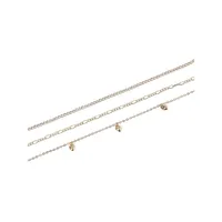 3-Piece Goldtone & Crystal Anklet Set