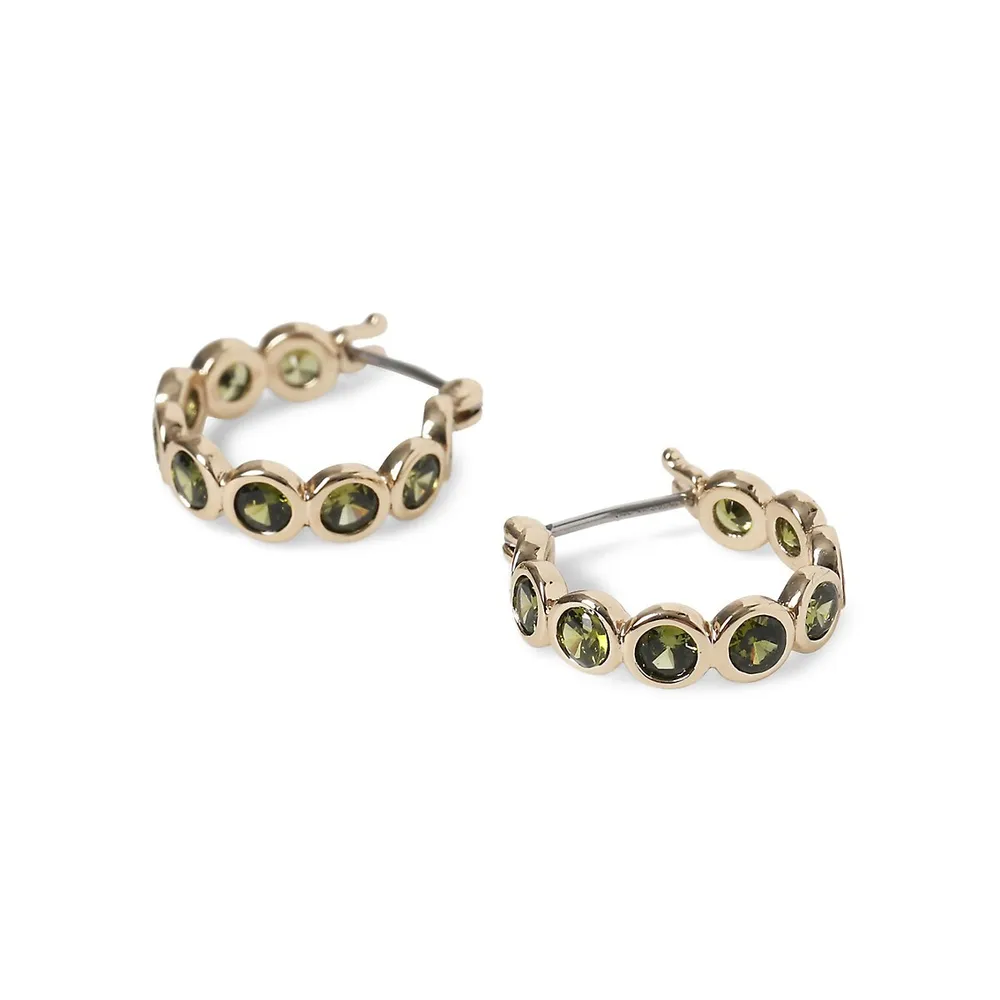 Goldtone & Cubic Zirconia Huggie Earrings