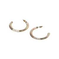 Goldtone Large Textured Hoop Earrings