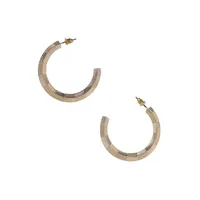 Goldtone Large Textured Hoop Earrings